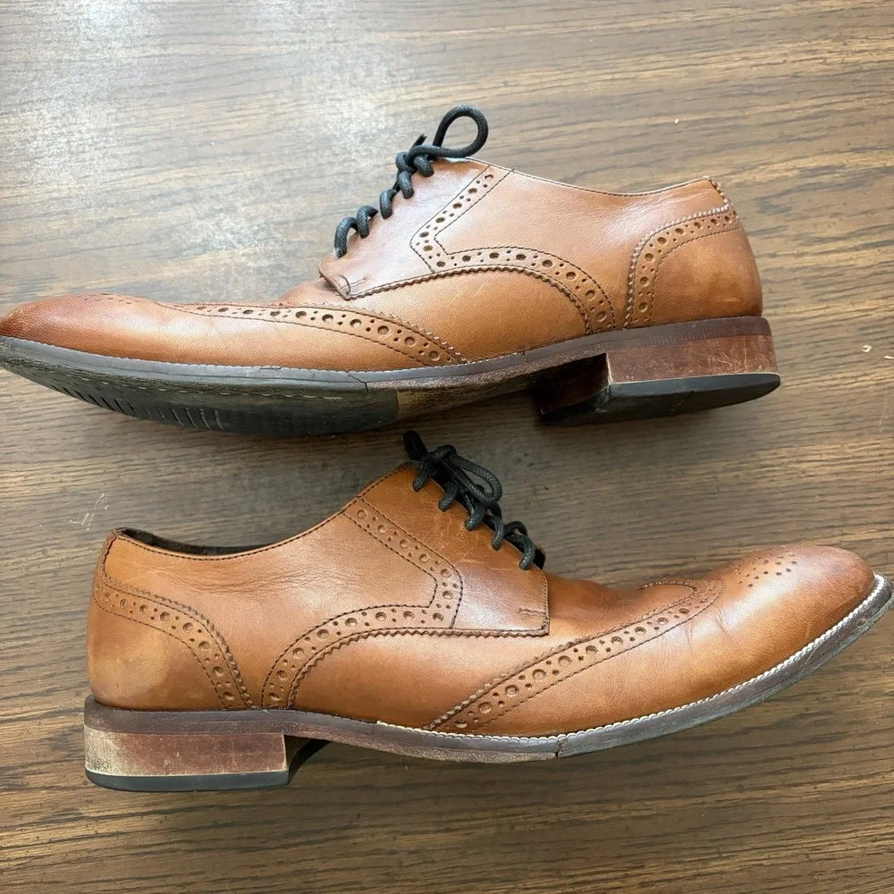 Cole Haan Men's Brown Leather Wingtips Size 10.5 Oxford Brogues